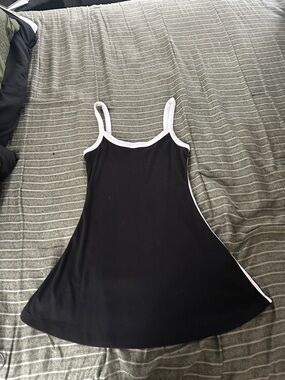 Black Slip Dress with White Trim